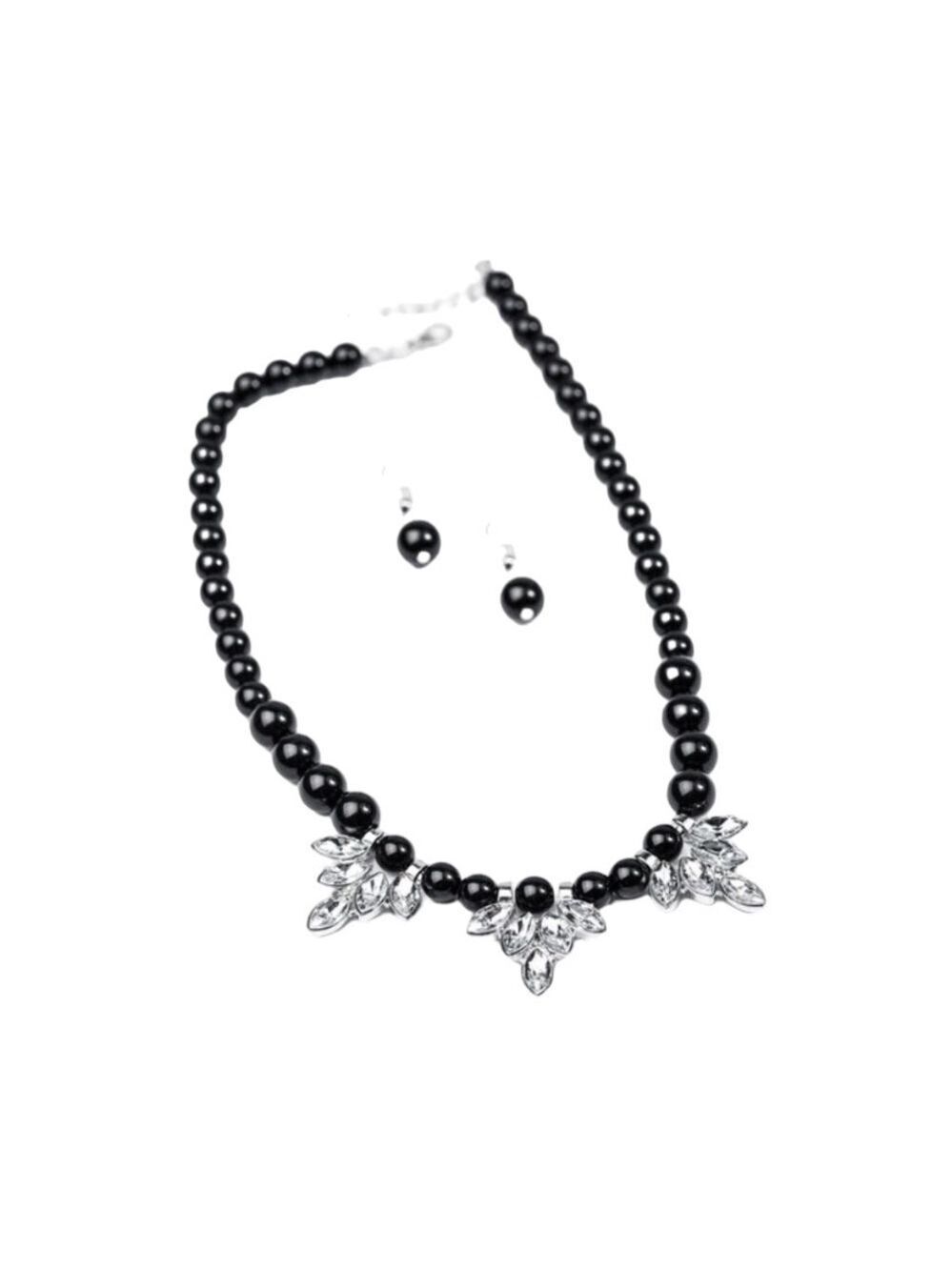 Paparazzi jewelry set Ice Palace in Black necklace matching earrings set NEW NWT